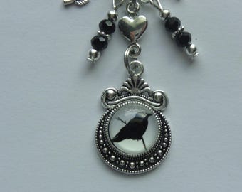 Raven, Gothic, Crow Key Chain, Bag, Purse, Car Charm, Dangle.