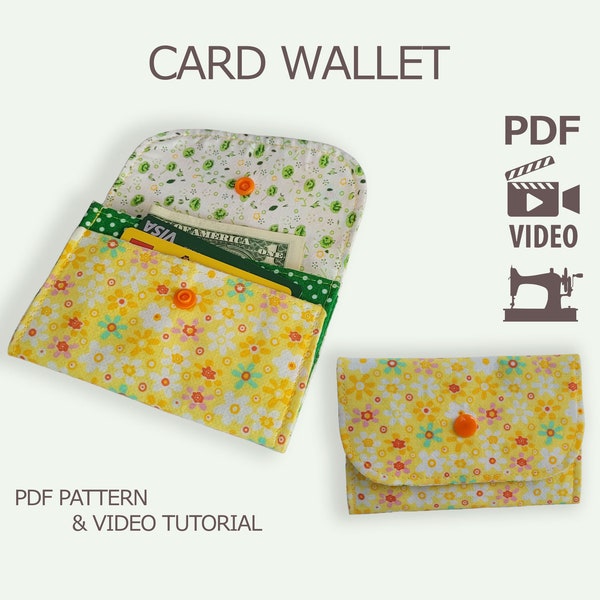 Patron de couture pour porte-cartes | Patron de couture PDF | Modèle de porte-cartes | Patron de portefeuille à pression | Pochette pour cartes, motif hm003