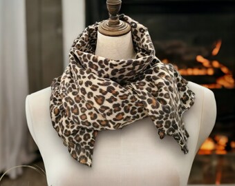 Leopard Schal - Kaschmir Schal - Pashmina Schal - Damen Schal - eleganter Leopard Muster Schal - einzigartiges Geschenk für Sie