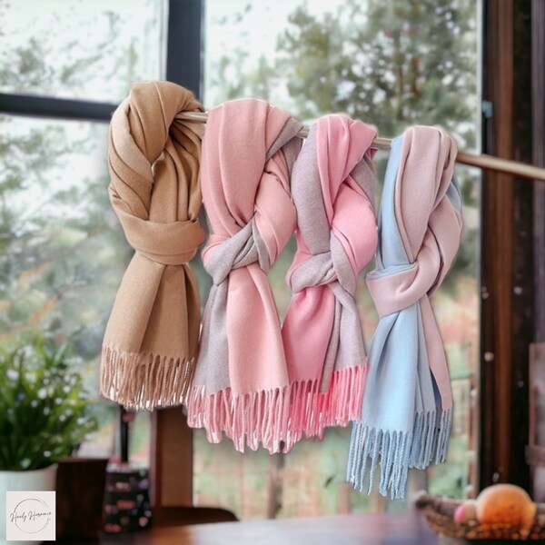 Écharpe en cachemire pour femme - écharpe douce - écharpe d'hiver - écharpe double face - accessoire d'hiver - écharpe en laine fine - cadeau pour elle