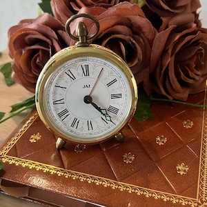 Vintage French Jaz alarm clock, brass floral motifs, retro timepiece, collector's clock / Alarm clock | Mechanical