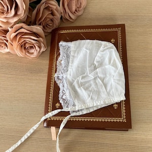 Vintage Baby Lace Bonnet - 1940s Heirloom Piece | Baby Beanie | Baptism Cap