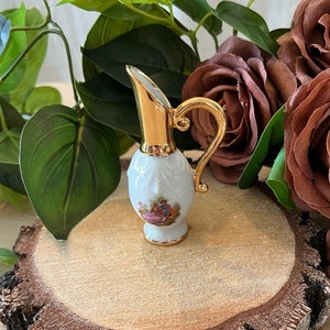 Jarrón vintage de porcelana de Limoges con rosas