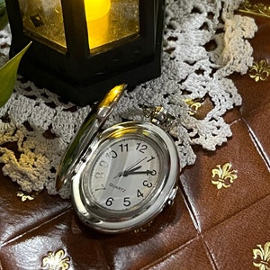 Reloj de bolsillo vintage plata Francia cuarzo / reloj de bolsillo para hombre / accesorios franceses