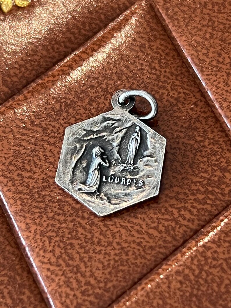 Vintage Lourdes Our Lady Pendant: Art Deco Religious Medal Charm - Etsy