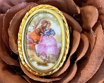 Beautiful Vintage Brooch Porcelain de Limoges Signed | Rare Old Gorgeous French Jeweller |