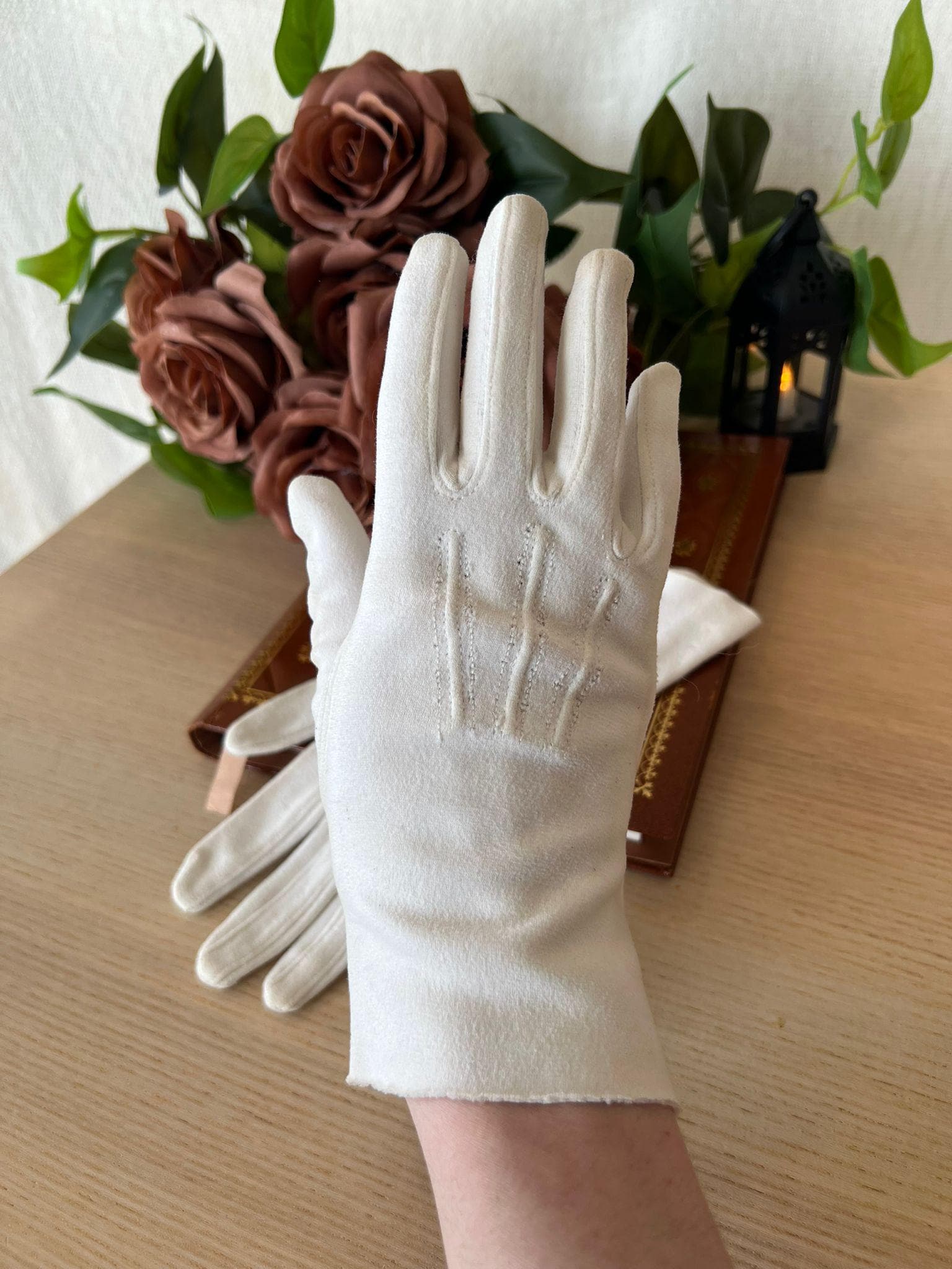 Gants Anciens Ets Neyret Paris - Taille 7 Beige - Occasion Vintage