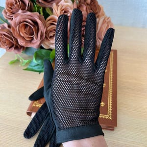 Vintage Embroidered Black Gloves: French Chic XS/S, 1970s Fashion