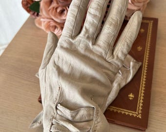 Antique Leather Gloves, French Vintage Fashion, Size XS/S