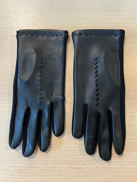 Elegant Vintage Leather Gloves Black | Mid-Centur… - image 5