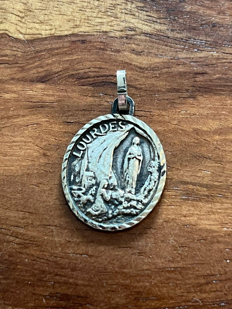 Antique Lourdes Medal Pendant Our Lady of Lourdes Catholic Marian ...