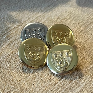 4 Vintage Buttons Military Naval Style for Jackets, Dresses etc. | Badge, Keepsake, History