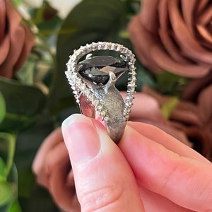 Unique Statement Ring Black Gem Vintage | Gift for Him | Gift for Her | Black Crystal