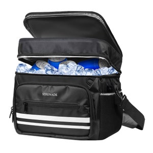 Polyester-Lunch-Tasche mit zwei Fächern für Damen / Herren, Premium-Isolierschaum mit 8 mm Dicke, 12 Stunden kalt, wasserdicht und auslaufsicher