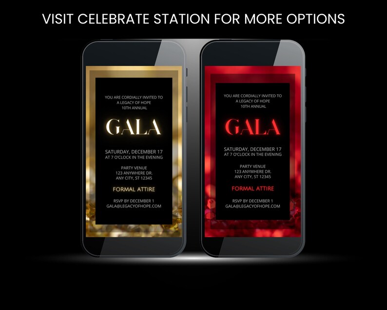 Modello elegante per invito a gala: oro e nero, design animato Canva (download digitale) immagine 10