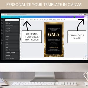 Modello elegante per invito a gala: oro e nero, design animato Canva (download digitale) immagine 4