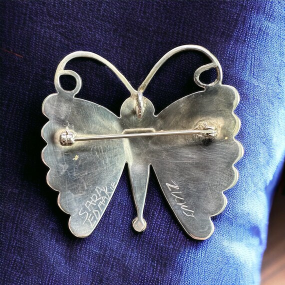 Zuni Vintage Silver Multi Inlay Butterfly pin/pen… - image 6