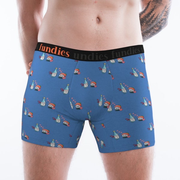SAKE & SUSHI LOVE Men's Boxer Briefs Blue.  His and her's cute matching set for couples available.