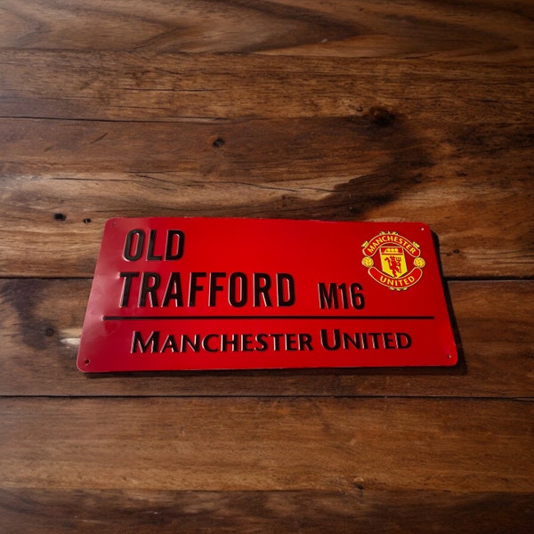 MANCHESTER UNITED FC Metal Sign Stadium Street Bedroom Window Retro Gift