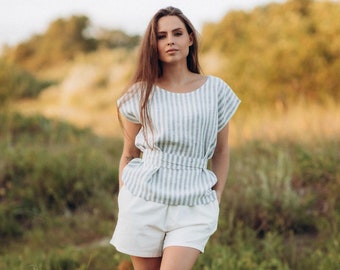 Linen Tie Waist Top / Tank Top / Linen Blouse