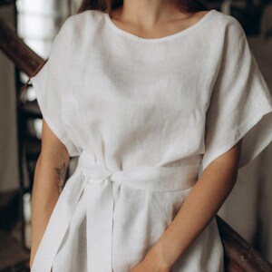 Linen Tie Waist Top / Tank Top / Linen Blouse image 9