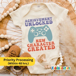 Achievement Unlocked  Onesie®, Video Game Baby Bodysuit, New Character Created Onesie®, Gaming Baby Reveal Onesie®, New Born Baby Onesie®