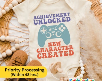 Achievement Unlocked  Onesie®, Video Game Baby Bodysuit, New Character Created Onesie®, Gaming Baby Reveal Onesie®, New Born Baby Onesie®