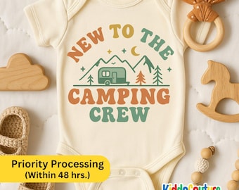 New To The Camping Crew Baby Onesie®, New To The Camping Crew Onesie®, Camping Baby Announcement, Camping Baby Theme (KC-EHGAI8NC)