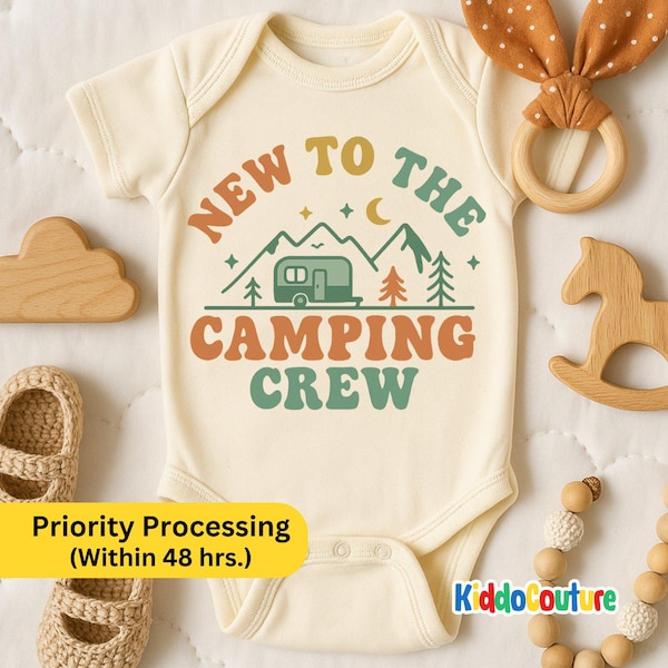 New To The Camping Crew Baby Onesie®, New To The Camping Crew Onesie®, Camping Baby Announcement, Camping Baby Theme (KC-EHGAI8NC)
