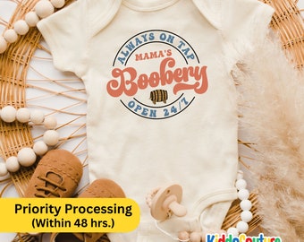 Mama's Boobery Onesie®, Always On Tap Mama's Boobery Baby Bodysuit, Gift For Breastfeeding Baby Onesie®, Breastfeeding Baby Gift Bodysuit