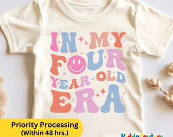 4th Birthday Toddler Shirt, In My Four Year Old Era Shirt, Retro 4th Birthday Gift Shirt, Four Year Old Era T-Shirt, 4th Birthday T-Shirt
