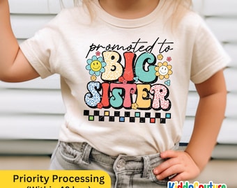 Promoted To Big Sister Shirt - Big Sister Announcement Shirt - Big Sis Toddler Shirt-Retro Big Sister Shirt - Natural Big Sister Toddler Tee