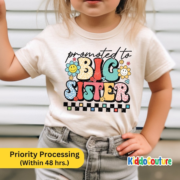 Promoted To Big Sister Shirt - Big Sister Announcement Shirt - Big Sis Toddler Shirt-Retro Big Sister Shirt - Natural Big Sister Toddler Tee