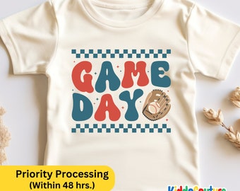 Game Day Toddler Shirt, Game Day Baseball Shirt, Retro Baseball Shirt, Baseball Game Day Gift Shirt, Vintage Baseball Kids Gift T-Shirt