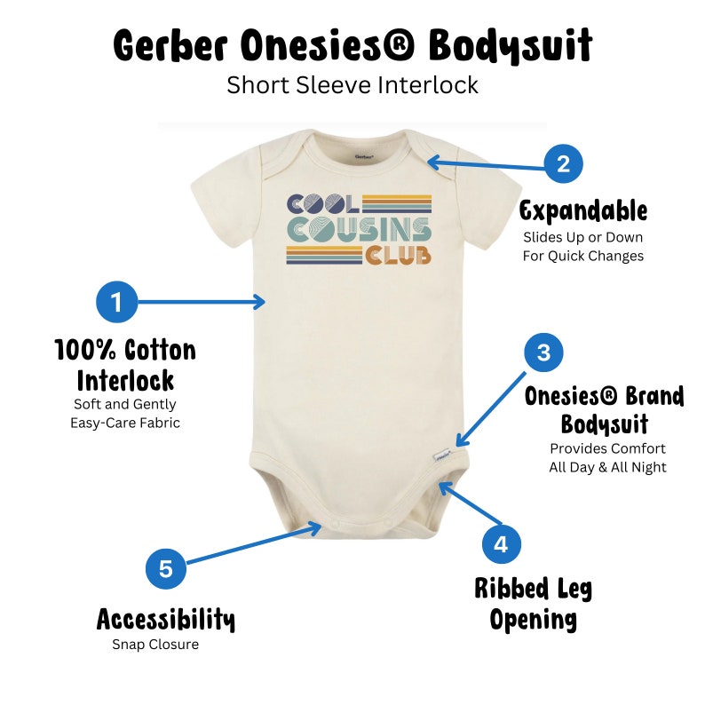 Cool Cousins Club Onesie®, Retro Cool Cousin Club Bodysuit, Cool Cousins Onesie®, Gift For Cousin Baby Bodysuit, Cousins Club Gift Onesie® image 3