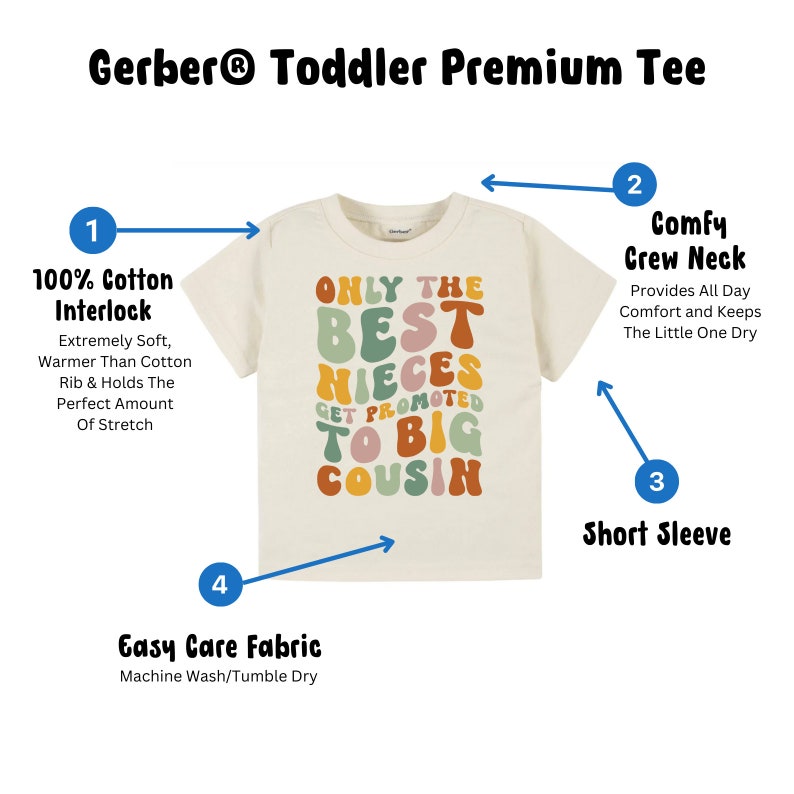 Only The Best Nieces Get Promoted To Big Cousin Shirt, Promoted to Big Cousin Shirt, Big Cousin Retro Shirt For Toddler image 5
