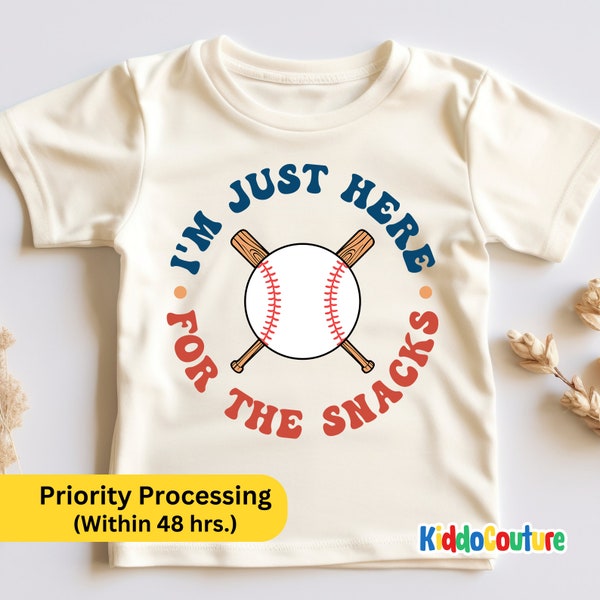 I'm Just Here For The Snacks Shirt For Toddler, Toddler Baseball Shirt, Softball Baseball Toddler Shirt, Baseball Season Toddler Shirt