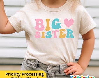 Big Sister Toddler Shirt, Retro Big Sister Shirt For Toddler, Gift for Big Sister, Big Sister Announcement Shirt, Big Sister Toddler Gift