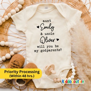 Godparents Proposal Onesie®, God Parents Proposal Gift, Will You Be My Godparents Baby Onesie® KC-NXS2