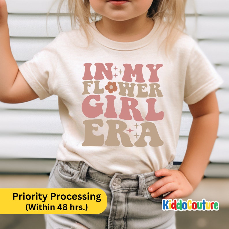 In My Flower Girl Era Shirt Flower Girl Proposal Gift Toddler Shirt Retro Flower Girl Toddler Shirt Flower Girl Shirt for Little Girls image 1