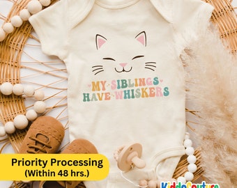 My Siblings Have Whiskers Onesie®, Retro Cat Lover Bodysuit, Cat Sibling Baby Bodysuit, Baby Announcement Onesie®, New Born Baby Bodysuit