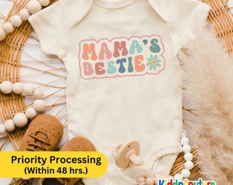 Mama's Bestie Onesie®, Mom Lover Baby Bodysuit, I Love My Mama Bodysuit, Mama Is My Bestie Baby Onesie®, Retro Mama's Bestie Bodysuit