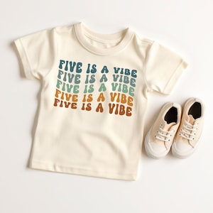 5th Birthday Toddler Shirt, Five Is A Vibe Birthday Shirt, Fifth Birthday Shirt, 5th Birthday Gift, Retro Five Is A Vibe Toddler Shirt image 5