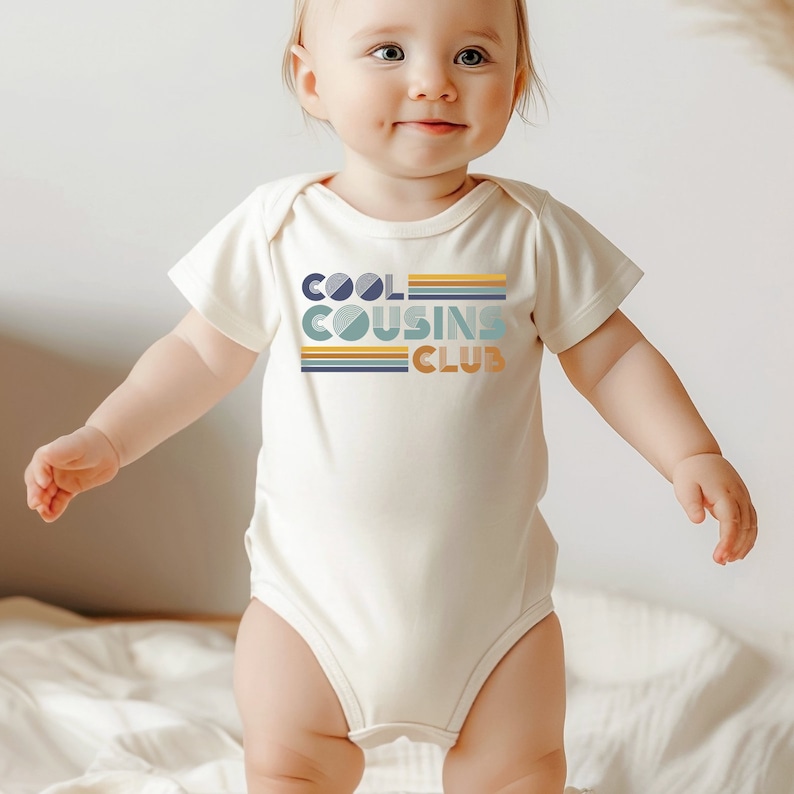 Cool Cousins Club Onesie®, Retro Cool Cousin Club Bodysuit, Cool Cousins Onesie®, Gift For Cousin Baby Bodysuit, Cousins Club Gift Onesie® image 5