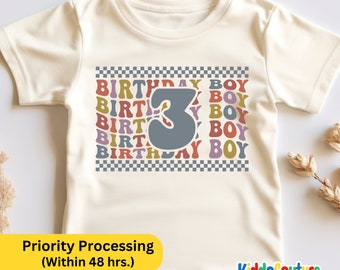 Birthday Boy Retro Number Shirt, Wavy Birthday Boys Shirt, Birthday Boy Toddler Shirt, Rainbow Birthday Boy Toddler, Birthday Boy Gift Shirt