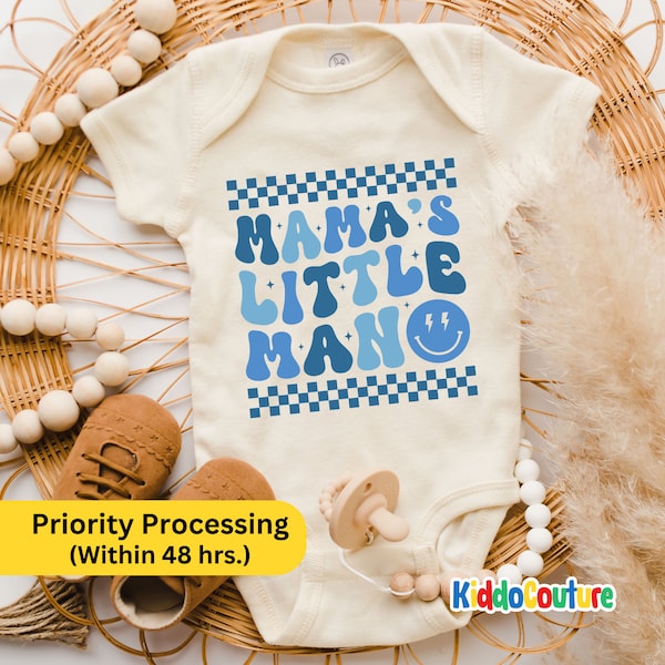 Mama's Little Man Romper Onesie®, Mama's Little Man Bodysuit, Retro LIttle Man Onesie®, Little Man Gift Bodysuit, Little Dude Baby Bodysuit