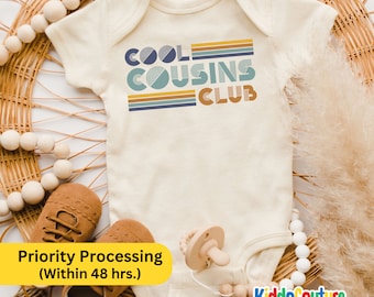 Cool Cousins Club Onesie®, Retro Cool Cousin Club Bodysuit, Cool Cousins Onesie®, Gift For Cousin Baby Bodysuit, Cousins Club Gift Onesie®