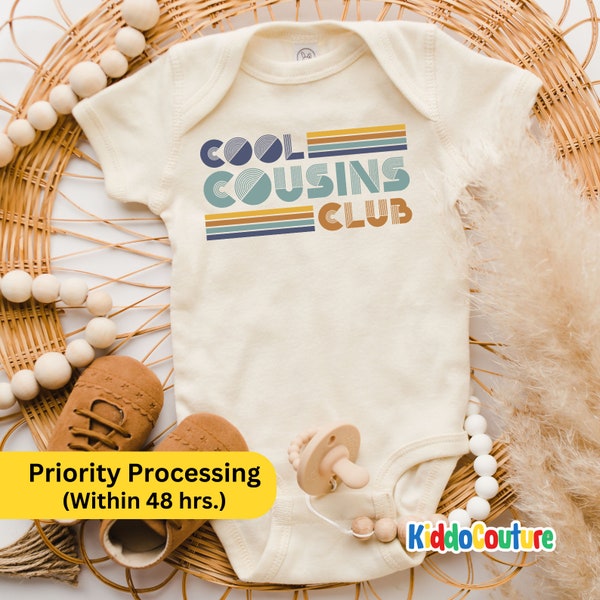 Cool Cousins Club Onesie®, Retro Cool Cousin Club Bodysuit, Cool Cousins Onesie®, Gift For Cousin Baby Bodysuit, Cousins Club Gift Onesie®