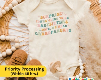 You're Going To Be Grandparents Onesie®, Retro Hello New Babysitter Bodysuit, Promoted To Grandparents Baby Onesie®, New Grandparent Onesie®