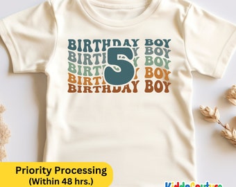 5th Birthday Shirt Boy, 5th Birthday Toddler Shirt, Birthday Boy Shirt, Fifth Birthday Shirt,  Retro Birthday Boy Toddler Shirt